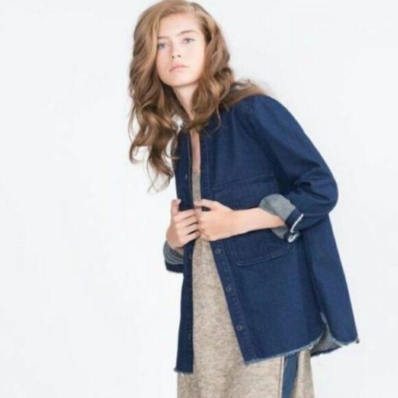 ZARA FRINGED DENIM JEAN JACKET - Picture 9 of 9